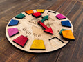 Handcrafted Teaching Toy Clock, perfect for Pre K and Preschool. Merges Pre Math and a Number Puzzle to build fundamental skills. Reinforces counting 1-10, shape recognition, and fine motor skills with color-coded numbers and shapes and makes learning math fun.